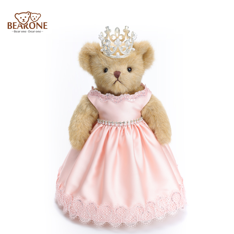 Princess Teddy Bear with Rose Pink Dress 